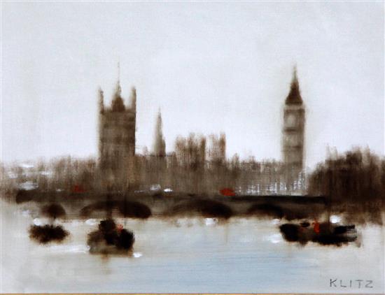 § Anthony Robert Klitz (1917-2000) Westminster Palace from the Thames, 14 x 18in.